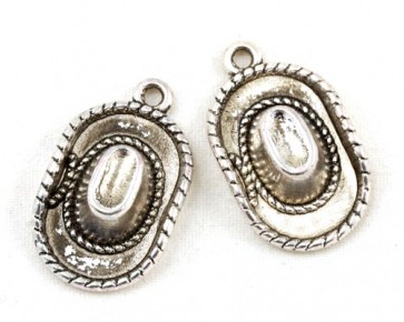 Charms Schmuckanhänger, Cowboy Hut, antik silberfarbig, 22x13mm, 3 Stk.