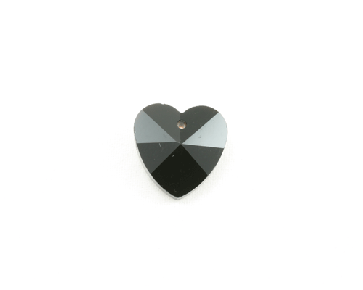 Glas-Anhänger, Herz facettiert, schwarz, 14 x 14mm, 4 Stk.
