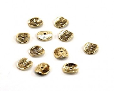 Metallzwischenteile, Metallperlen, Scheibe gewellt, 9.5mm, antik gold, 20 Perlen