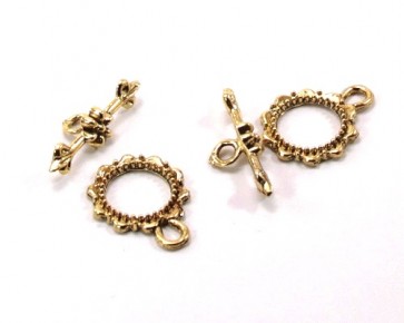 Knebelverschluss, antik goldfarbig, 16 mm, 4 Schmuckverschlüsse