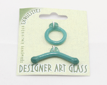 Schmuckverschlüsse, Knebelverschlüsse, Glas, aqua grün / türkis, 20 mm, 1 Stk.
