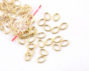 Biegeringe, Schmuckösen, oval, vergoldet, 8 x 6 mm, 20 Ringe.