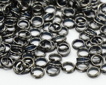 Spaltringe, Schmuckösen, Doppelringe, schwarz / anthrazit, 6 mm, 500 Stk.