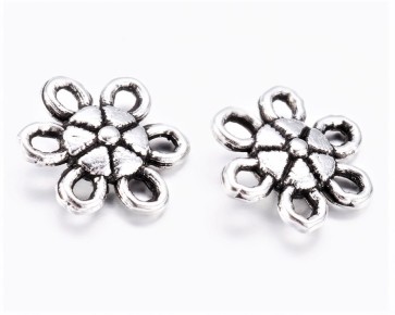 Metallzwischenteile Verbinder, Blume, antik silberfarbig, ø 9mm, 10 Stk.