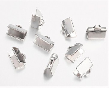 Bandklemmen für Schmuck, Quetschklemmen für Bänder, platin, 10mm, 20 Stk.