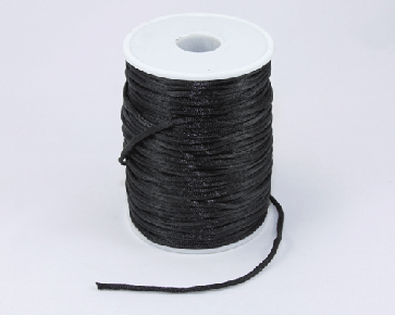 Satinkordel, Satinschnur, schwarz, 2 mm, 10 m