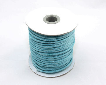 Gewachste Schmuckkordel, Polyesterkordel, 3mm hellblau türkis geflochten, 2m
