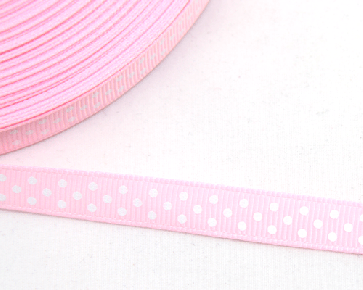 Ripsband 10 mm rosa mit weissen Punkten, 5 m
