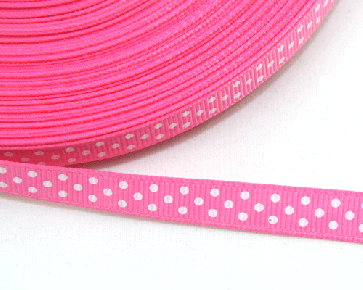 Ripsband 10 mm pink mit weissen Punkten, 5 m