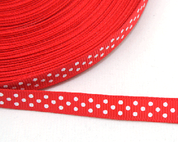 Ripsband 10 mm rot mit weissen Punkten, 5 m