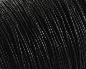 Gewachste Baumwollkordeln, Schmuckkordeln, Wachsbänder, 1 mm, schwarz