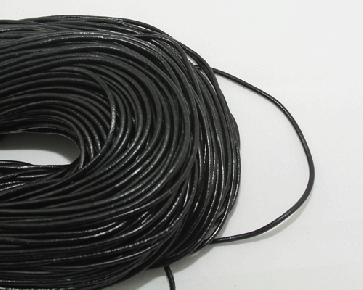 Lederband, Lederkordel am Meter, 2 mm, schwarz, Meterware