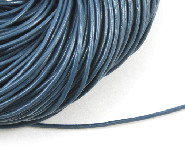 Lederband, Lederkordel, Lederschnur 2 mm, grau-blau, Meterware