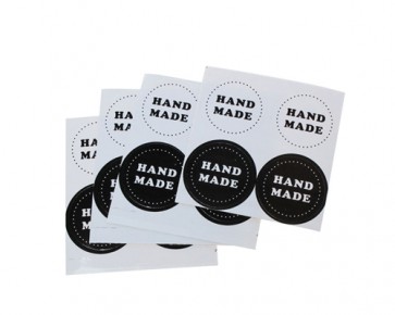 Klebeetiketten Handmade, rund schwarz-weiss, Ø 35mm, 40 Sticker