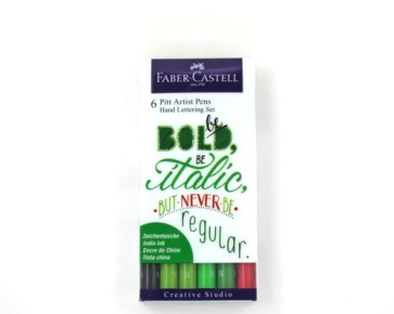 Faber-Castell Tuschestift PITT artist pens grün, Handlettering Set, 6er Etui