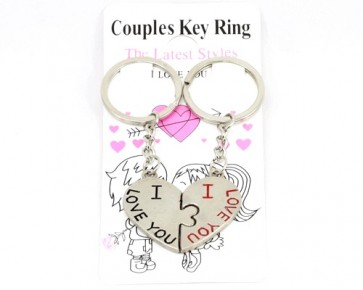 Schlüsselanhänger für Paare, 'I love you', 35 x 45 mm, 1 Paar