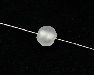 Gefrostete Glasperlen silber Folie, 10 mm, rund, matt weiss, 20 Perlen