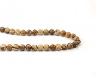 Edelsteinperlen, Landschaftsjaspis, Bilderjaspis-Perlen, rund, 8 mm, 1 Strang