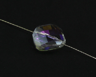 Glasschliffperlen, XL-Rhombus facettiert, 21x22mm,silber AB, 3 Stk.
