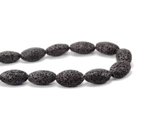 Lava Perlen, Olive, schwarz, 21 x 11 mm, 1 Perlenstrang