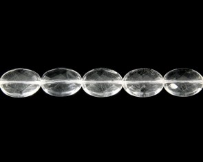 Bergkristall Perlen, Edelsteinperlen, oval facettiert, 18x10mm, 1 Perlenstrang