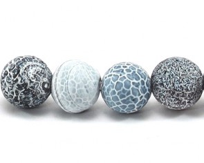 Crackle Achat Perlen, rund, blau-grau gefrostet, 10mm, 1 Strang