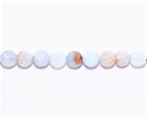 Crackle Achat Edelstein-Perlen, 12mm, rund facettiert, hellblau-türkis, 1 Perlenstrang