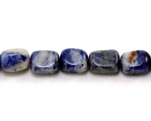Sodalith Perlen, Edelsteinperlen, Nuggets, blau / weiss, 8x6mm, 1 Perlenstrang
