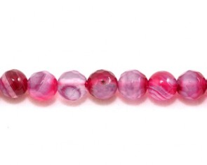 Achat-Perlen, rund facettiert, hot pink, 6 mm, 1 Perlenstrang