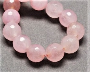 Jade Perlen, Edelsteinperlen, rund facettiert, rosa, 8 mm, 1 Perlenstrang