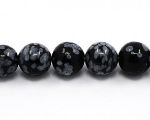 Schneeflocken-Obsidian Perlen, Naturstein, rund, 12mm