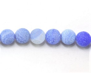 Crackle Achat Perlen, rund, himmelblau gefrostet, 12mm, 1 Strang