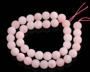 Gefrostete Rosenquarz Perlen, rund, matt rosa, ø 10mm, 1 Strang