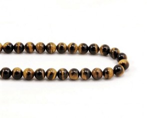 Tigerauge Perlen, rund, braun-gelb, 8 mm, 1 Strang