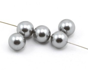 Muschelkern-Perlen, rund, silbergrau, ø 14 mm, 5 Perlen