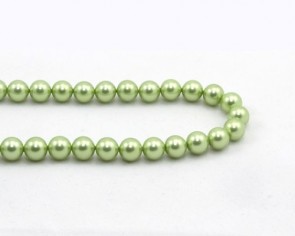 Muschelkern-Perlen, rund, hellgrün, 8 mm, 1 Perlenstrang