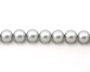 Muschelkern-Perlen, 10 mm, rund, silber-grau matt, 1 Perlenstrang