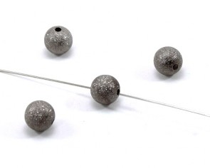 Metallperlen, Stardust Perlen, dunkelgrau, rund, 10mm, 20 Perlen