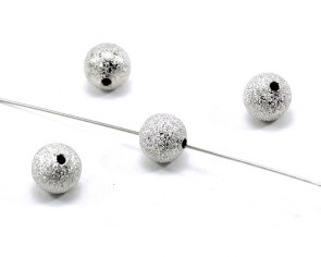 Metallperlen, Stardust Perlen, 8mm, silberfarbige Kugel, 20 Perlen