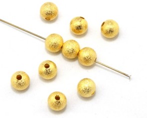 Metallperlen Stardust Perlen, 8 mm, rund, goldfarbig, 20 Perlen