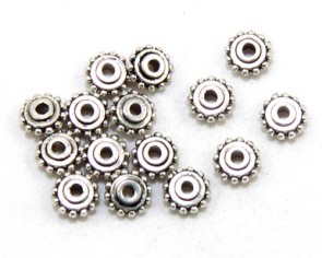 Metallperlen, Spacer, Zwischenteile, 4 x 8 mm, Rondellen, antik silberfarbig, 20 Perlen