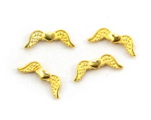 Metallperlen, Engelsflügel Perlen, gold, 20 x 7 mm, 20 Flügelperlen