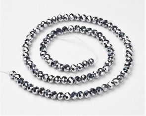 Glasschliffperlen, Rondellen facettiert, 4mm, silber, 100 Stk.