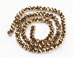 Glasschliffperlen, Rondellen facettiert, 8mm, gold, 50 Stk