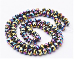 Glasschliffperlen, Rondellen facettiert, 8mm, mehrfarbig, 50 Stk