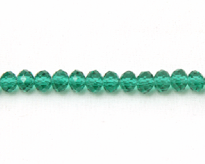 Glasschliffperlen, Rondellen facettiert, 6mm, smaragd-grün, 50 Perlen