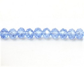 Glasschliffperlen, 8 mm, Rondelle facettiert, hellblau mit Lüster (bedampft), 50 Perlen
