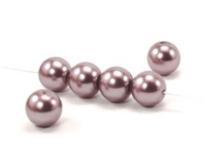 Glaswachsperlen, 10 mm, rund, powder rose, violett, 40 Perlen