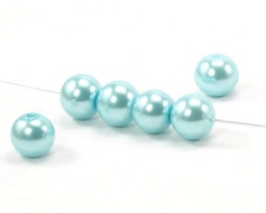 Glaswachsperlen, 10 mm, rund, hellblau / türkis, 40 Perlen