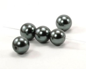 Glaswachsperlen, Glasperlen, 14mm, rund, dunkelgrau, 20 Perlen